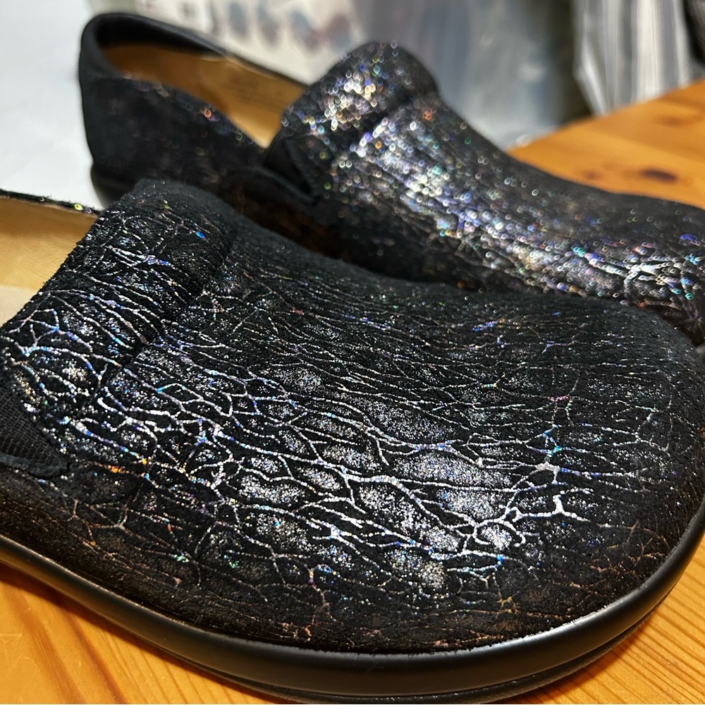 Alegria Keli Anti Slip Leather Clogs Slip On Totally Cellular Metallic 41/10.5 - Picture 9 of 12